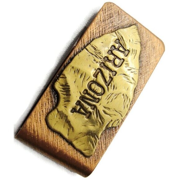 Arizona Brass Tone & Copper Tone Arrowhead Money Clip Stainless Steel Wallet - Picture 2 of 7